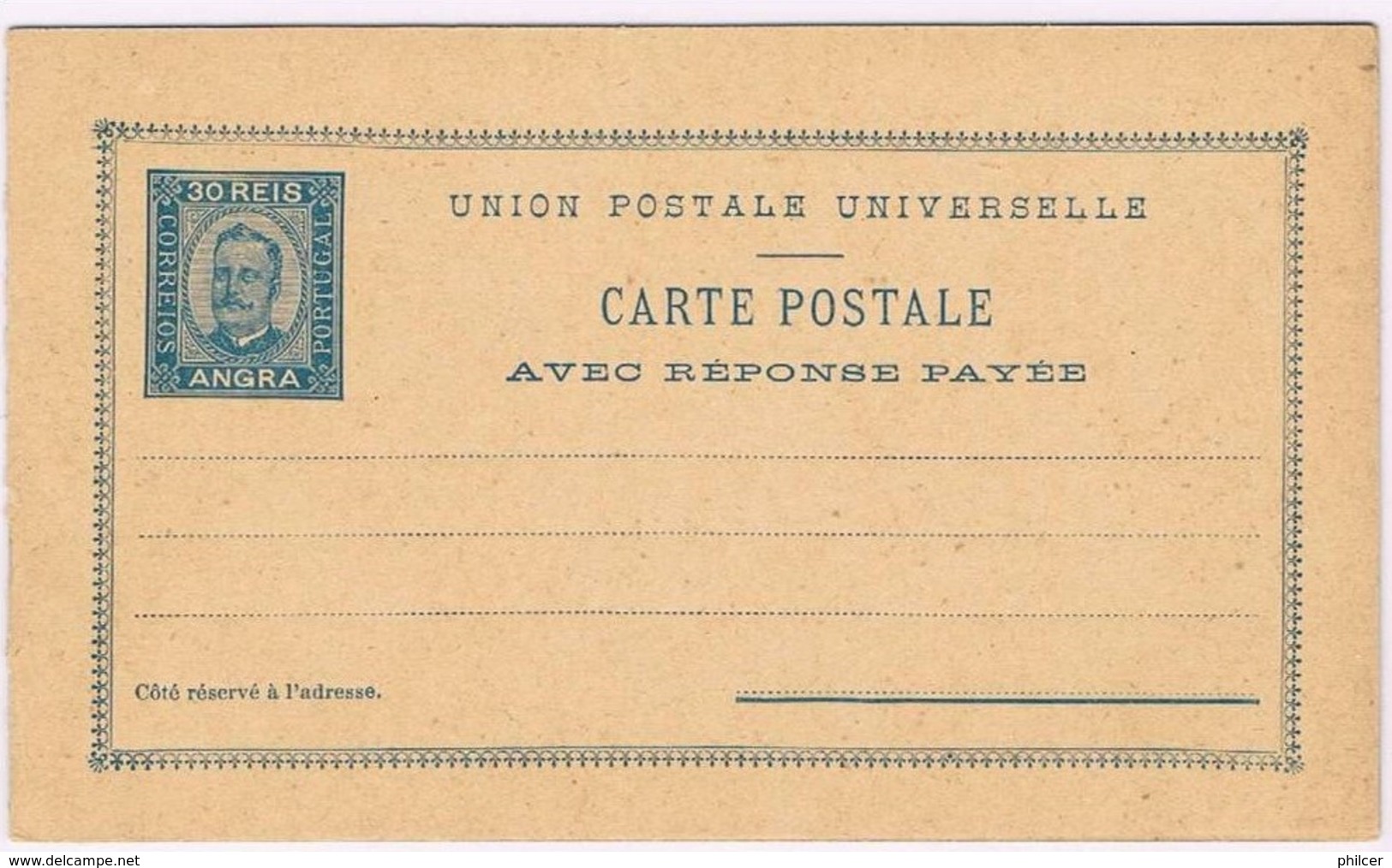 Angra, 1892/5, # 6, Bilhete Postal Com Resposta Paga - Angra