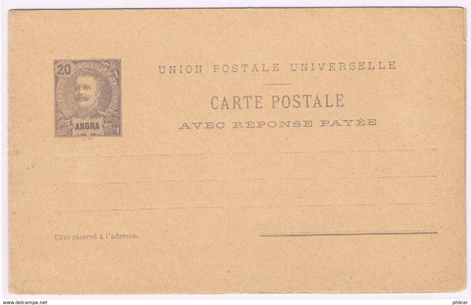 Angra, 1897, # 11, Bilhete Postal Com Resposta Paga - Angra