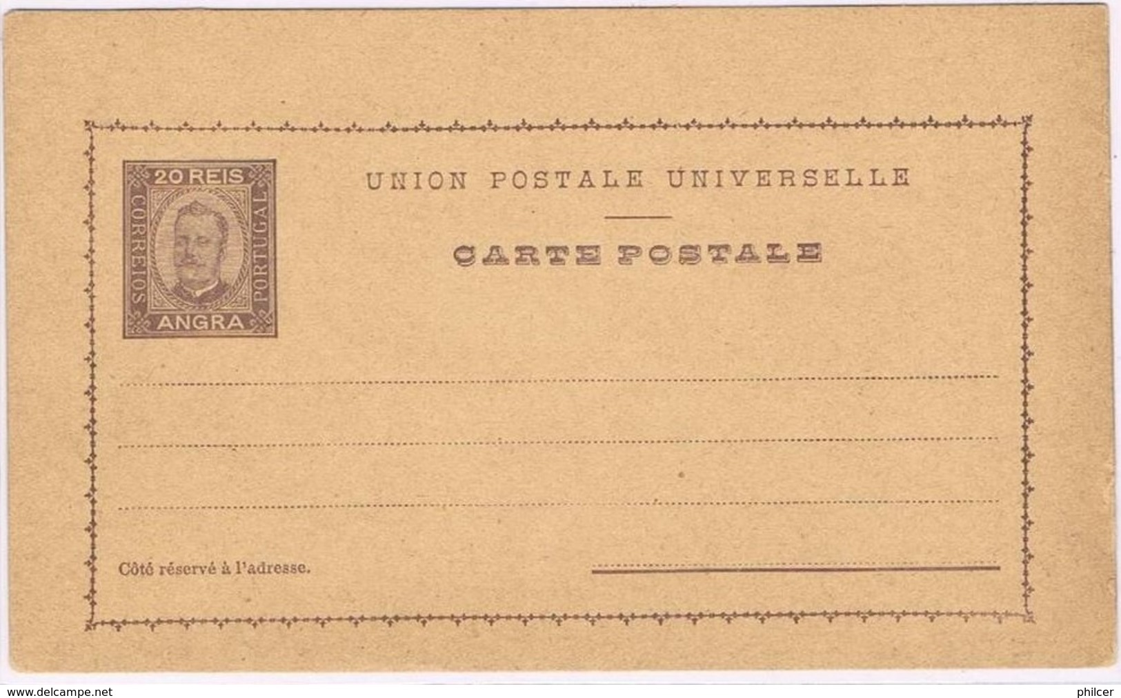 Angra, 1892/5, # 2, Bilhete Postal - Angra