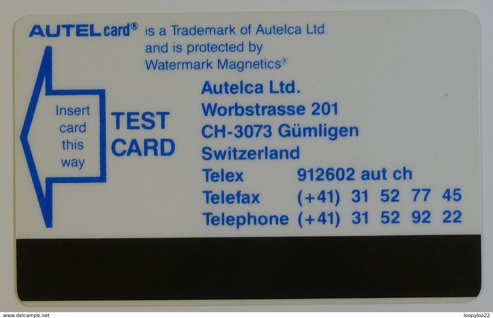 USA - Test Card - IOWA University - Autelca - Thinner Under Band - Mint - Magnetische Kaarten