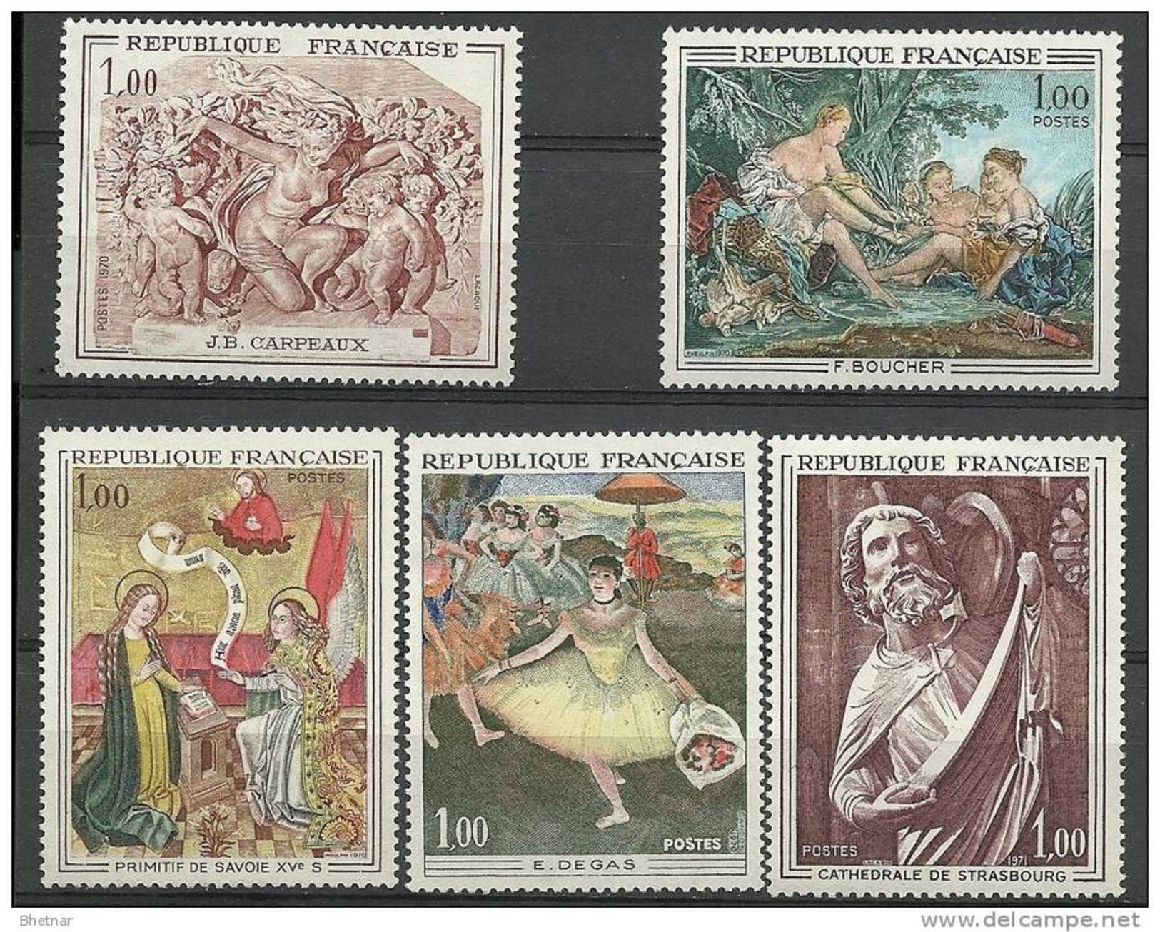 FR YT 1640 1641 1652 1653 1654 " Série Artistique " 1970 Neuf** - Unused Stamps