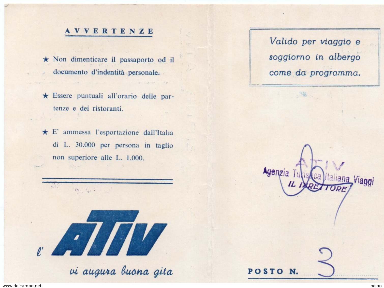 ATIV-TESERINO PERSONALE DI VIAGGIO TORINO- LOCARNO-LUGANO-1955 - Europa