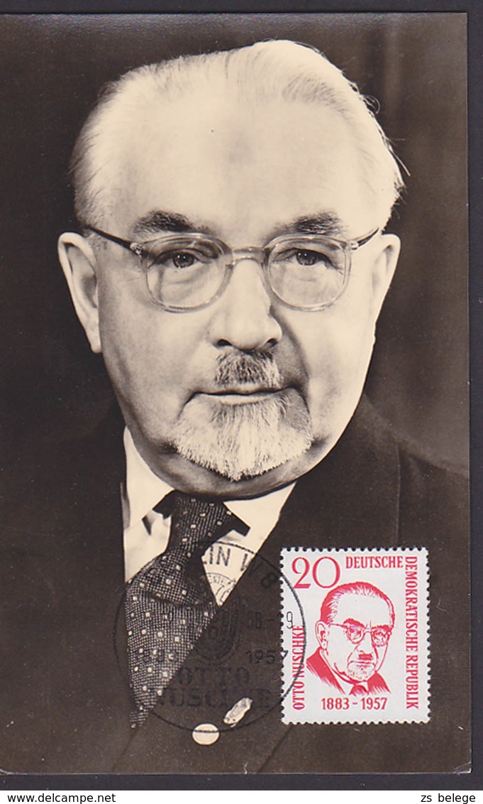 MC Otto Nuschke 20 Pf. DDR 671, SoSt. Berlin CDU-Logo, Nobelpreis  Auf Ak, Stellv. Ministerpräsident - Maximumkarten (MC)