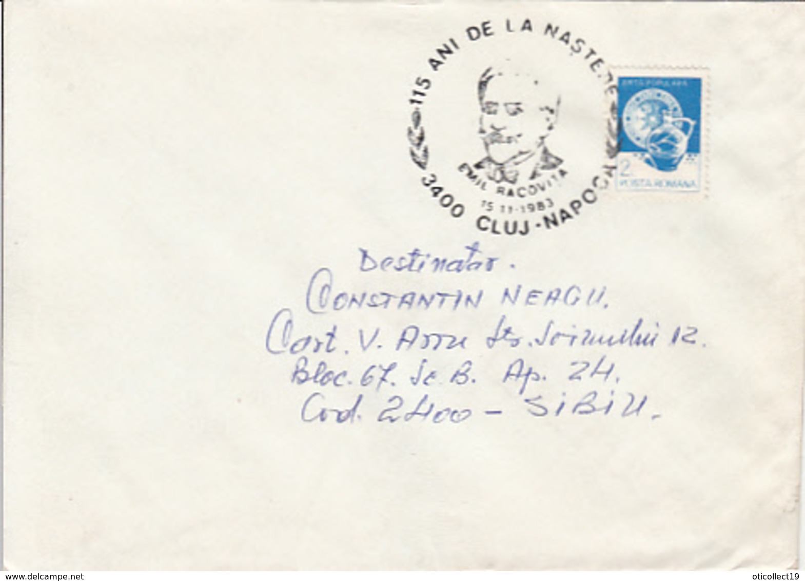 EMIL RACOVITA SPECIAL POSTMARK ON COVER, POTTERYSTAMP, 1983, ROMANIA - Cartas & Documentos