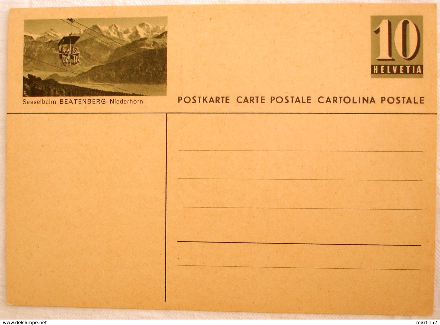 Schweiz Suisse: Bild-PK / CPI "Sesselbahn BEATENBERG-Niederhorn" Ungelaufen Non Circulé - Stamped Stationery