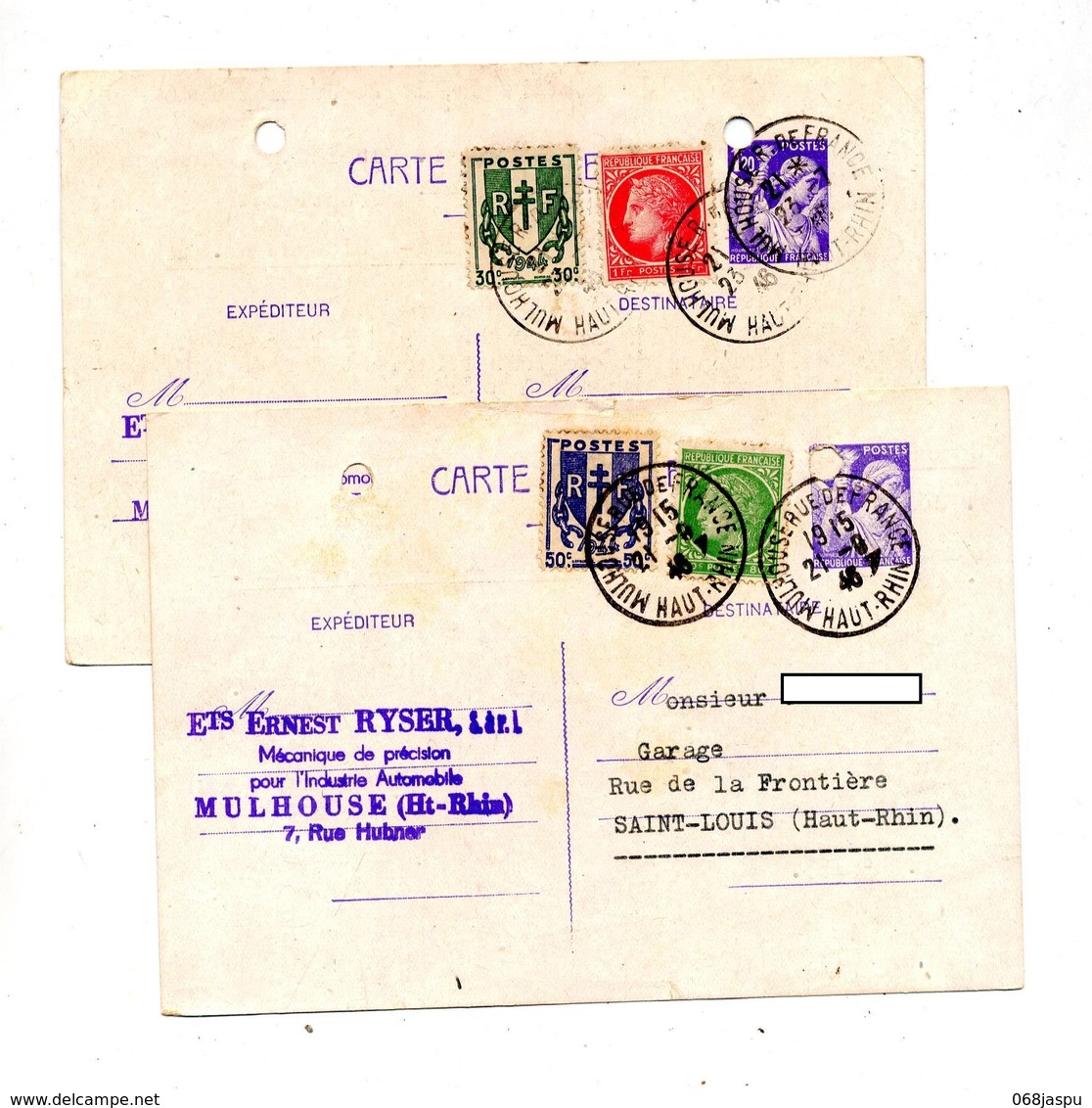 Carte Postale 1f20 Iris + Ceres  Chaine Cachet Mulhouse Troué ! - Cartes Postales Types Et TSC (avant 1995)
