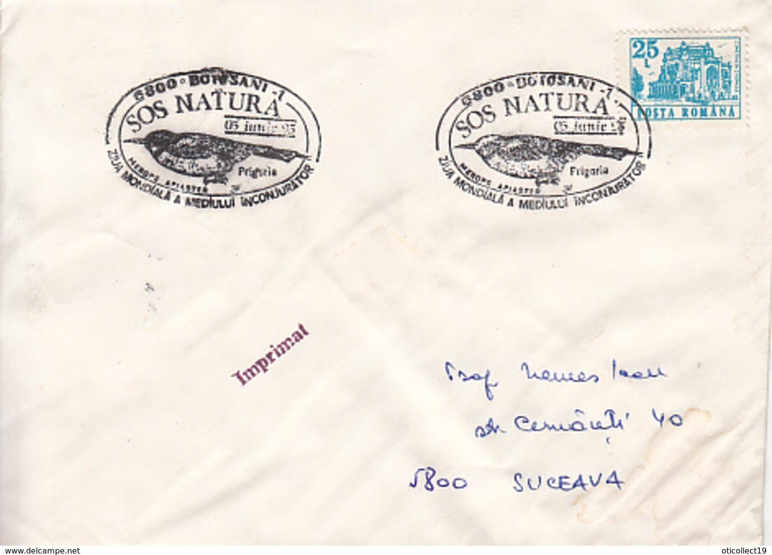 BIRDS, EUROPEAN BEE EATER SPECIAL POSTMARK ON COVER, CASINO STAMP, 1995, ROMANIA - Passereaux