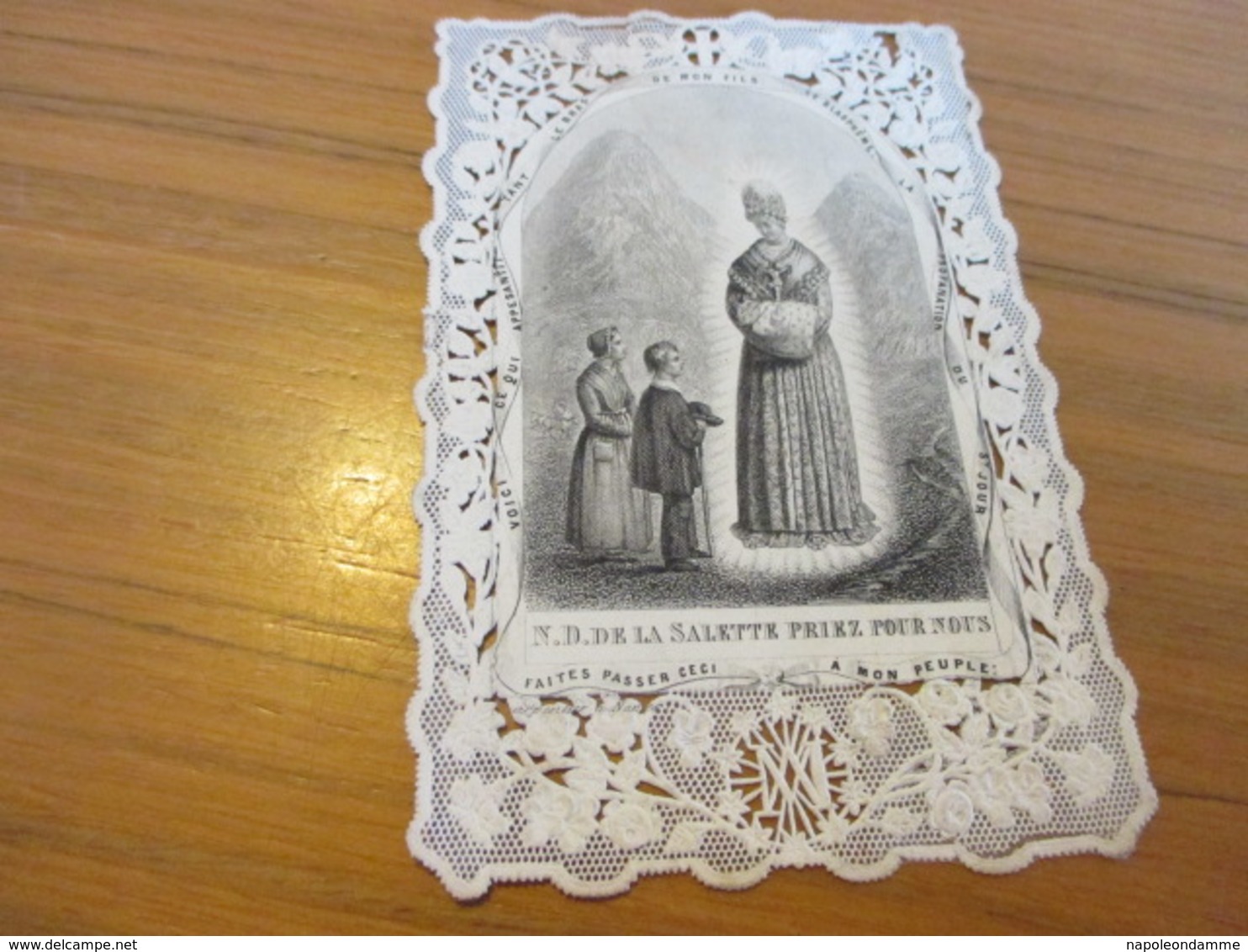 Holy Card Lace,ND De La Salette Priez Pour Nous - Santini