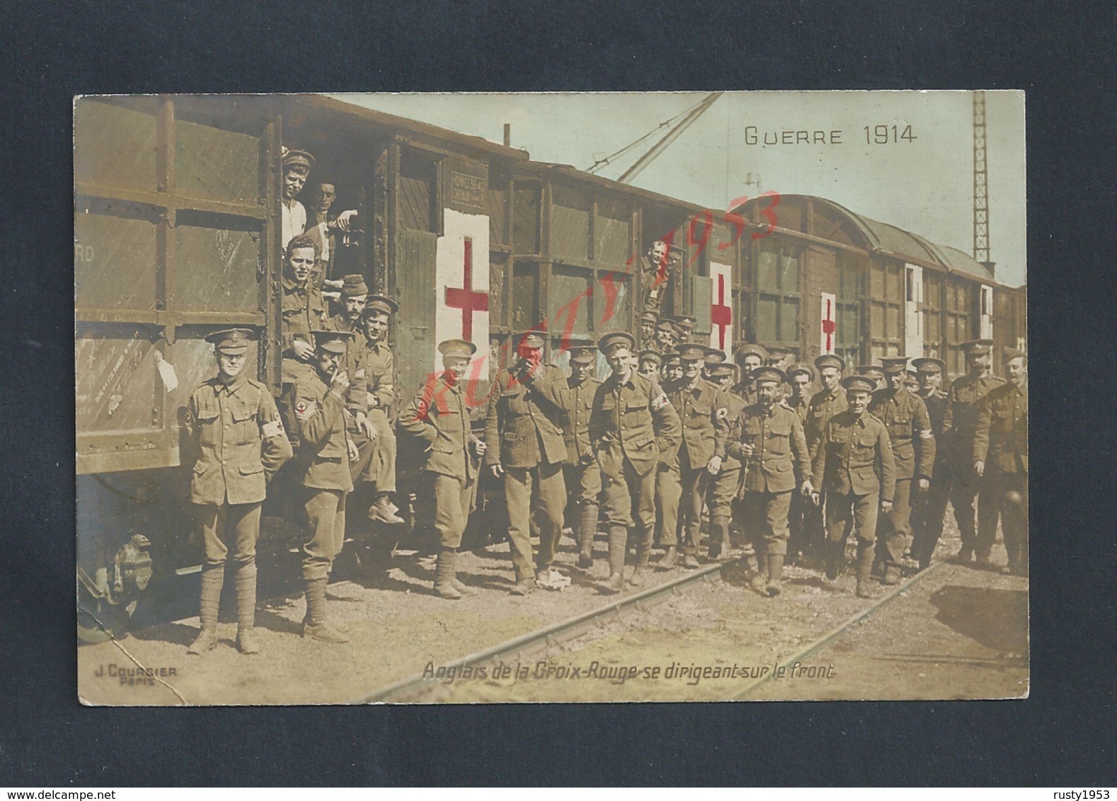 MILITARIA CPA MILITAIRE : TRAIN SANITAIRE CROIX ROUGE SOLDATS ANGLAIS 1914 OB BEAUMUNIE CALVADOS ? : - Guerre 1914-18