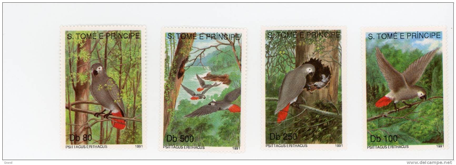 Sao Tome-1991--Oiseaux-Psittacus-série***MNH*-Valeur 19 Euro - Papageien