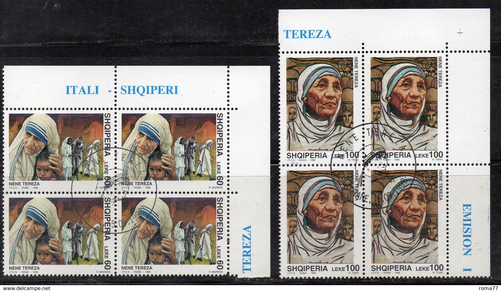 Q27 - ALBANIA 1998 , Emissione Per  Madre Teresa Di Calcutta : Serie In Quartine Usate - Albania