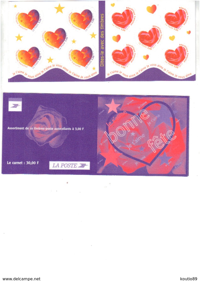 Saint-Valentin  1999  Autoadhésifs  Bande Carnet Non Pliée Des Numéros 25 Et 26 - Autres & Non Classés