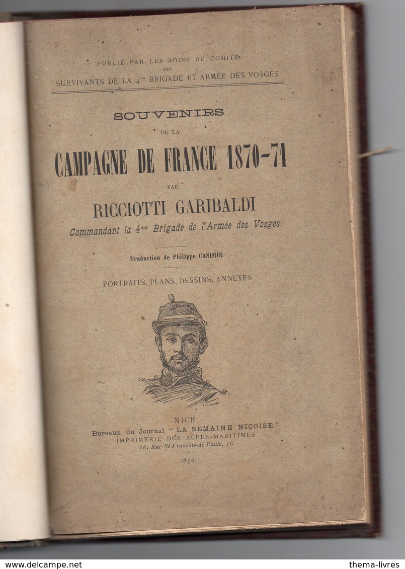 Vosges(88) (guerre De 1870) Souvenirs De La Campagne De France 1870-71 Par R Garibaldi.. Ed 1890 (PPP11486) - Geschichte