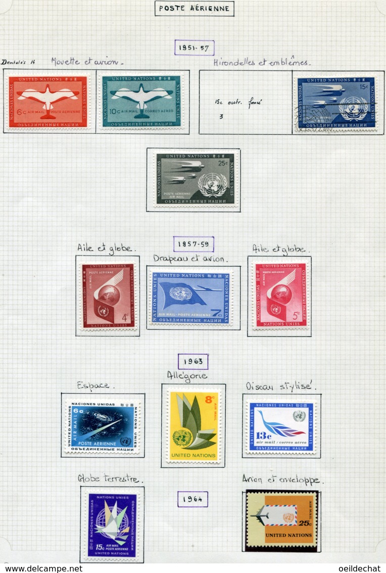 16060 NATIONS UNIES Collection Vendue Par Page PA 1/14 */**/ °    1951-63   TB - Luftpost