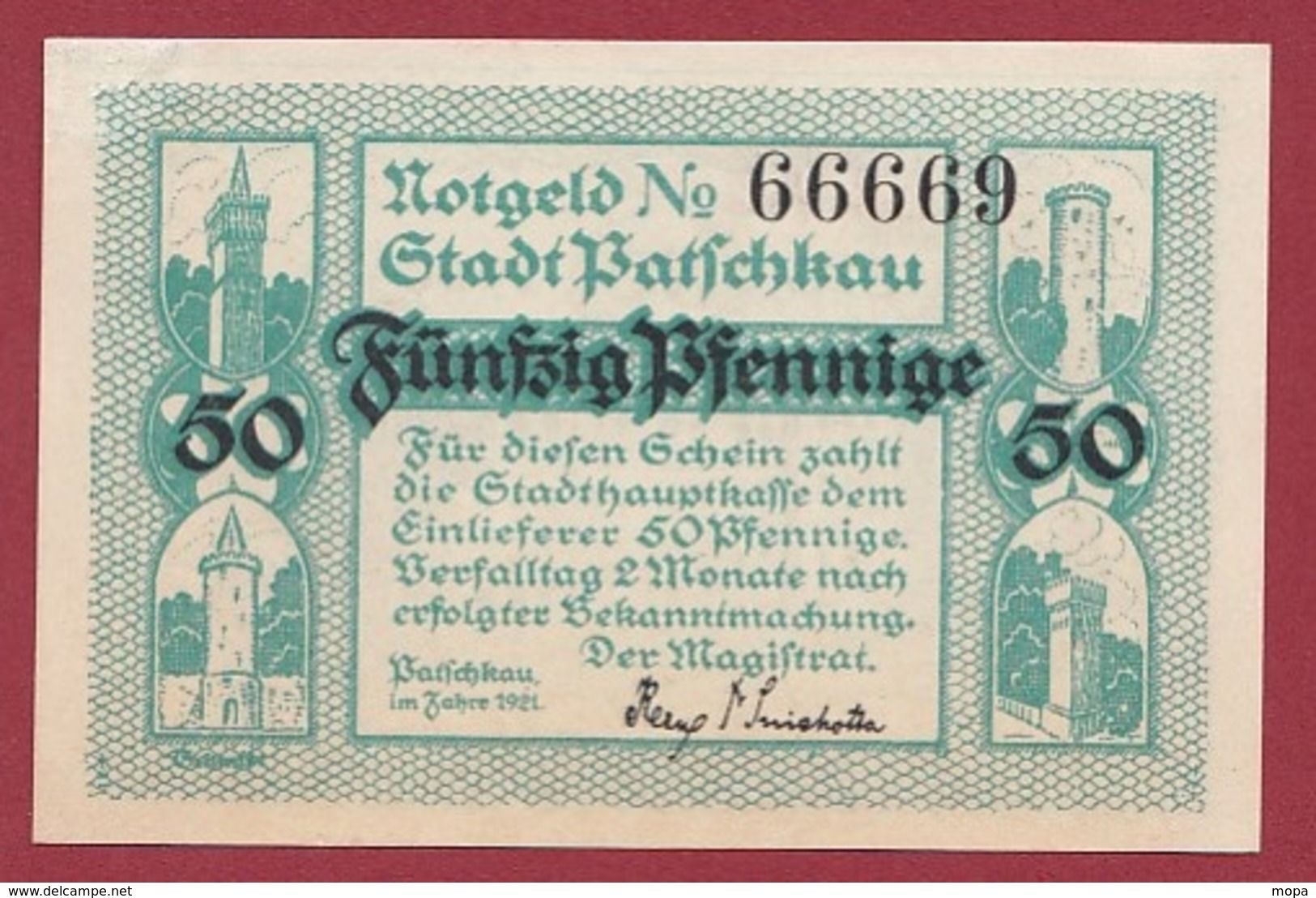 Allemagne 1 Notgeld 50 Pfenning  Stadt Patschkau  Dans L 'état N °5336 - Collections