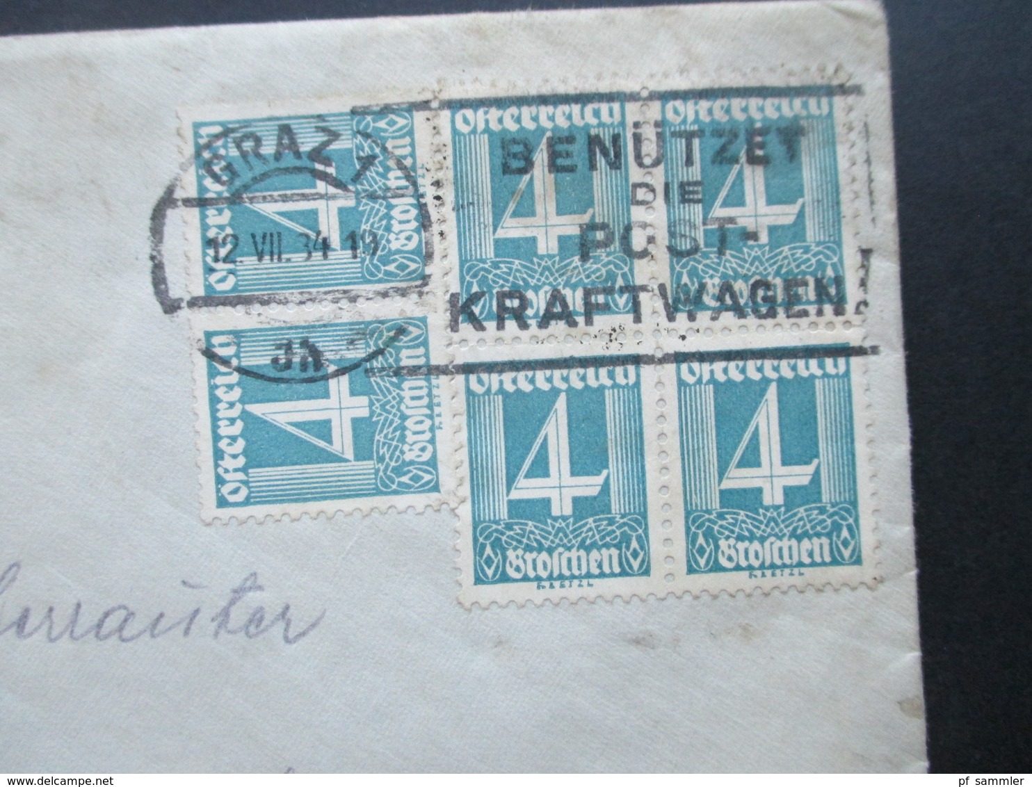 Österreich 1925 Verwendet 1934 Freimarke Nr. 450 MeF Mit 6 Marken Graz Nach Knittelfeld Rücks. Vignette Steyr - Covers & Documents