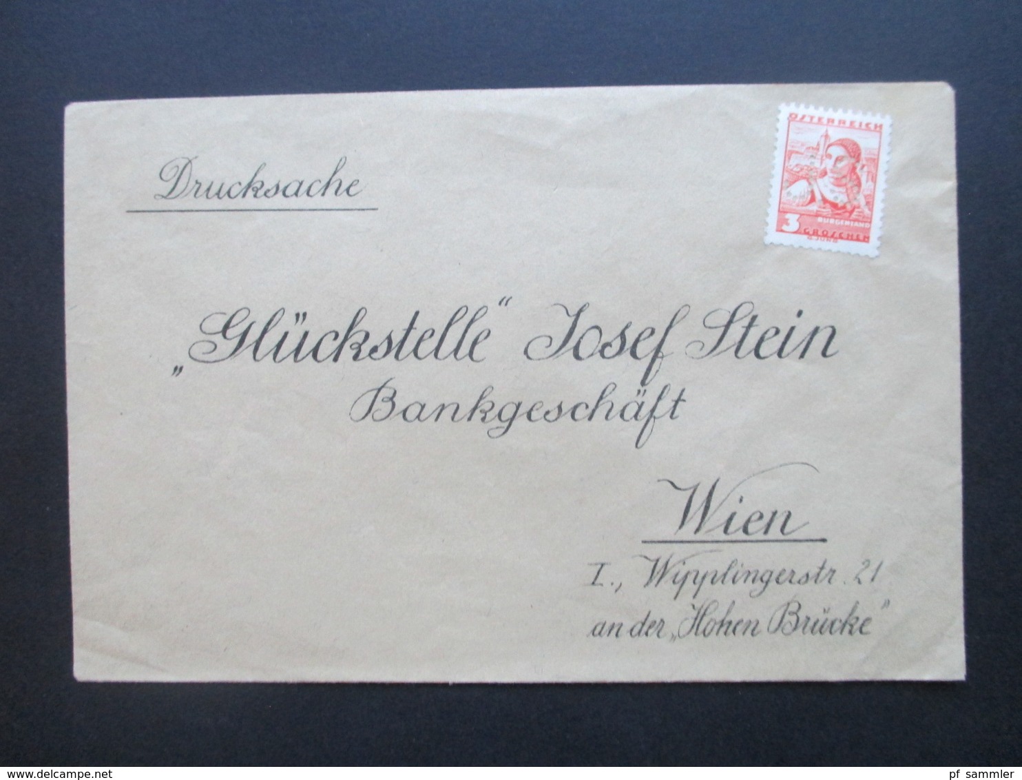 Österreich 1934 Freimarke Volkstrachten Nr.568 Mit Perfin / Firmenlochung J.S. Glückstelle Josef Stein Bankgeschäft Wien - Cartas & Documentos