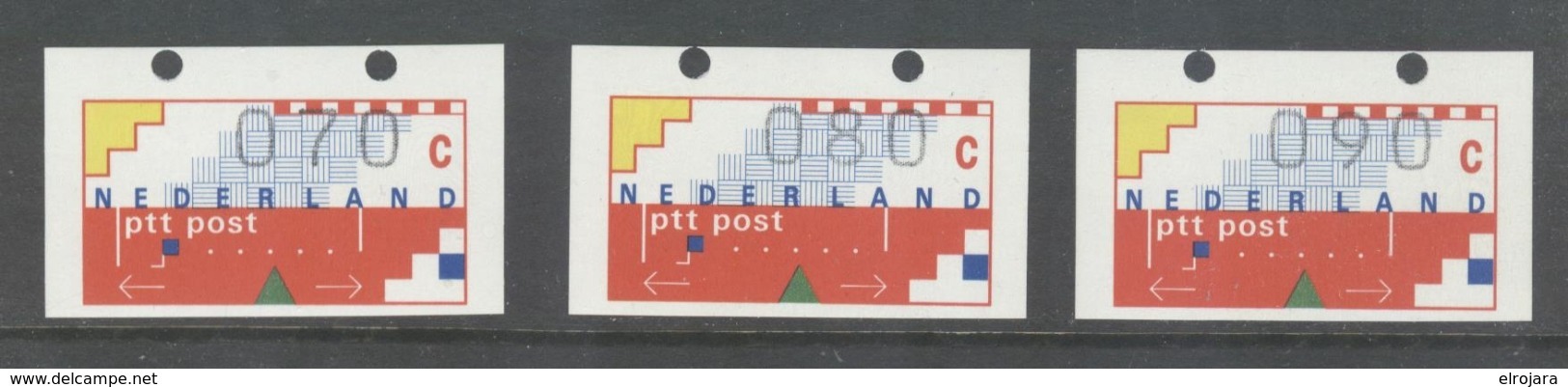 Three Unused Machine Stamps With Displaced Perforation 70 80 And 90 C. MNH - Franking Machines (EMA)