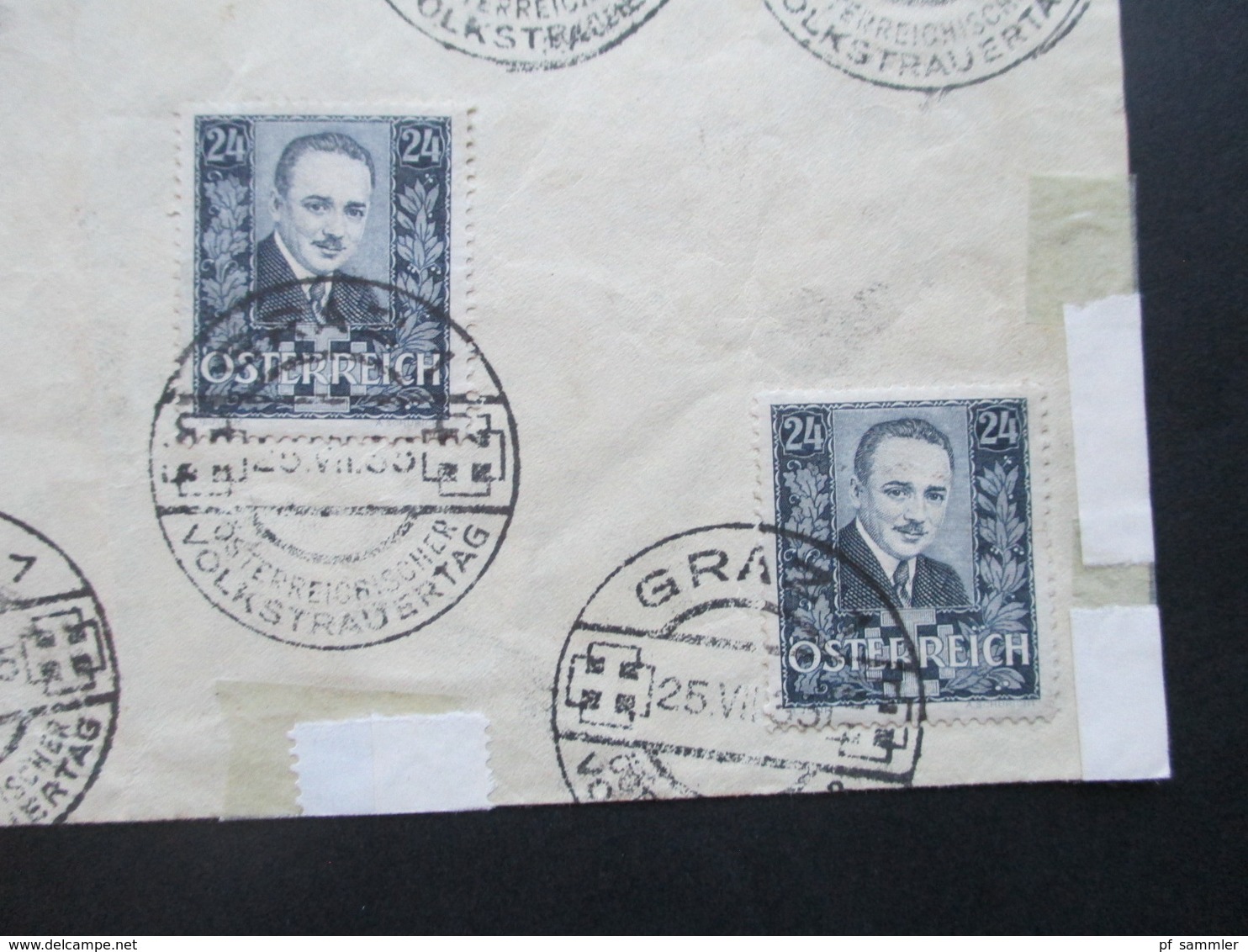 Österreich 1935 Nr. 590 Ermordung Dolfuß MeF Mit SST Volkstrauertag FDC Umschlag Mit 6 Marken - Covers & Documents