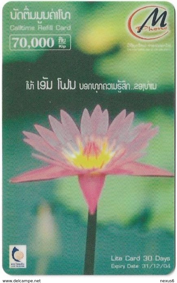 Laos - LTC - M-Phone - Lotus Flower, Exp.31.12.2004, Remote Mem. 70.000₭, Used - Laos