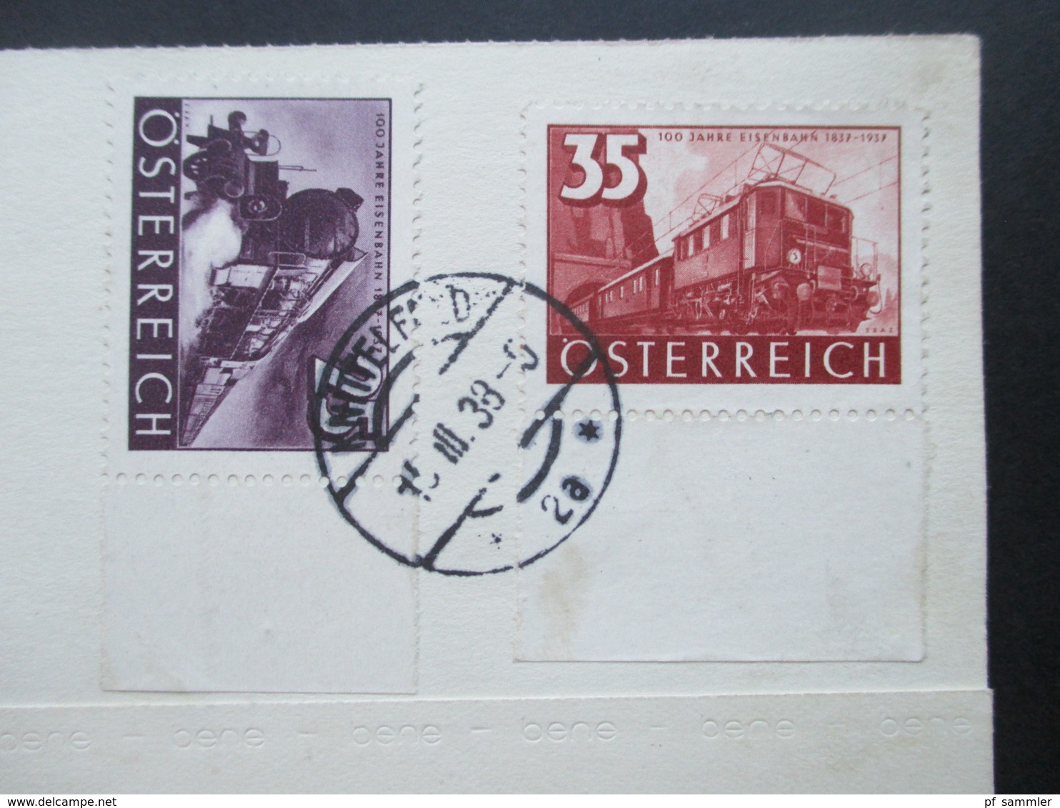 Österreich 1938 Eisenbahnen Nr. 647 U. 648 Randstücke Auf PK Einschreiben Knittelfeld 14 Stadtbaumeister Hans Hruby - Briefe U. Dokumente