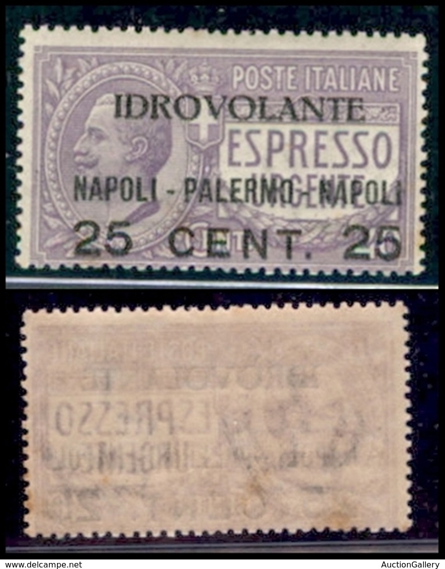 Regno - Posta Aerea - 1917 - 25 Cent Su 40 Napoli - Palermo (2 - Aerea) - Gomma Integra (75) - Sonstige & Ohne Zuordnung