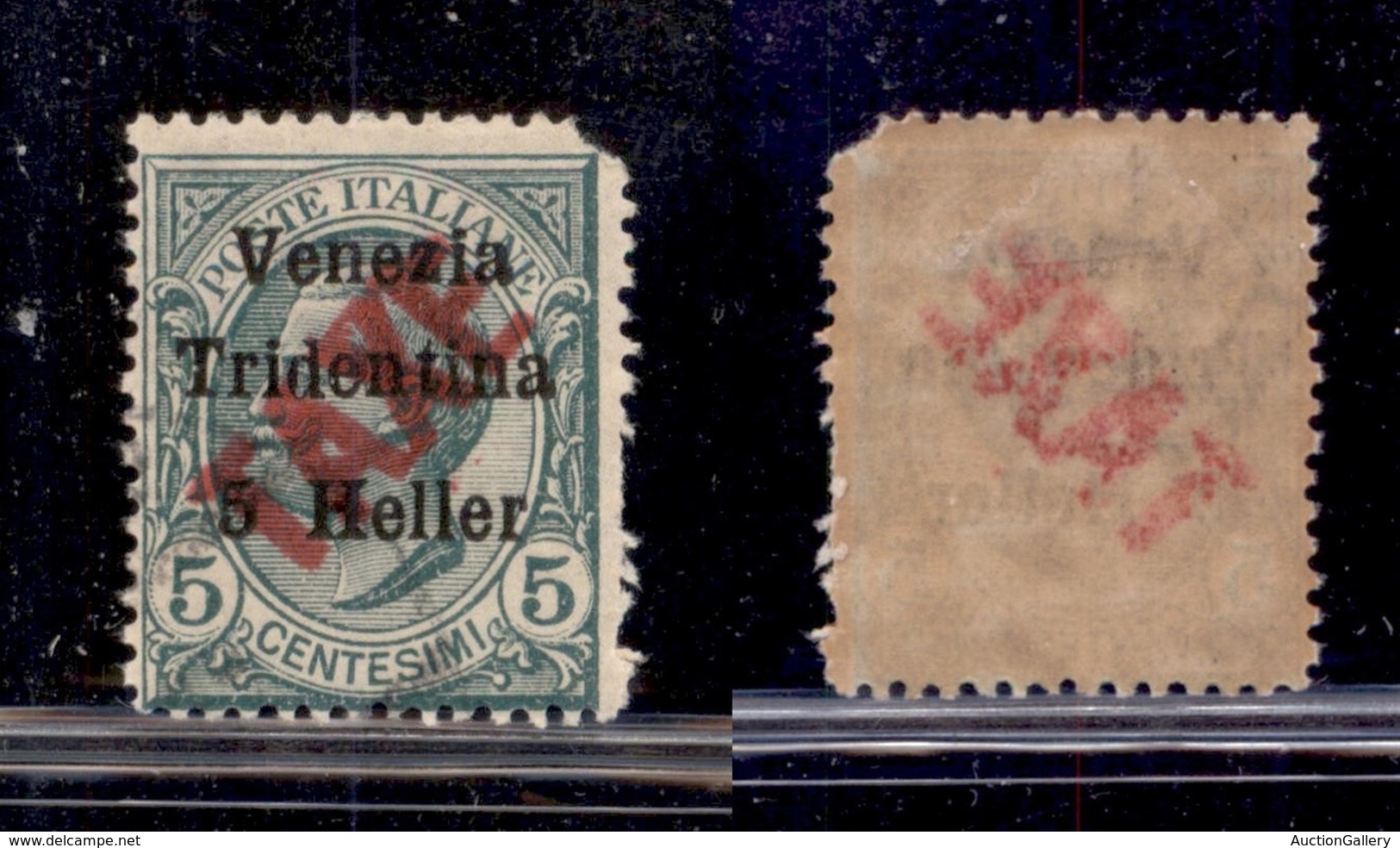 Trentino-Alto Adige - Bolzano 3 - 1919 - Taxe (rosso) Su 5 Heller Su 5 Cent (47) Usato - Angolo Difettoso (350) - Sonstige & Ohne Zuordnung