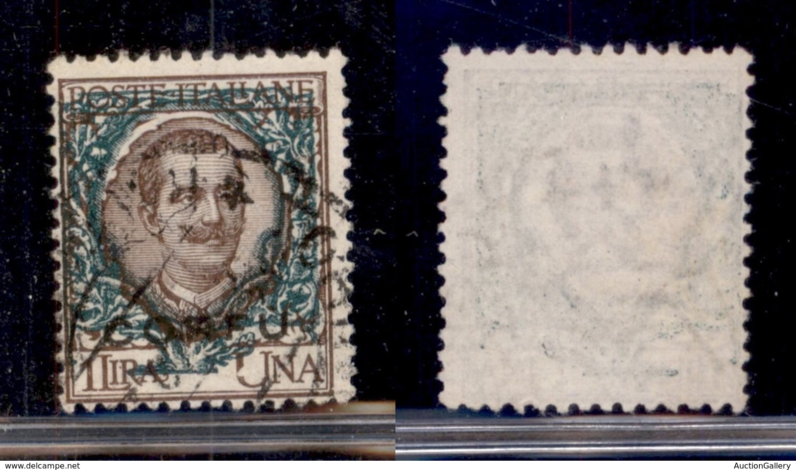 Corfù - 1923 - 1 Lira (8a) Usato - Ornato Spostato In Alto - Altri & Non Classificati