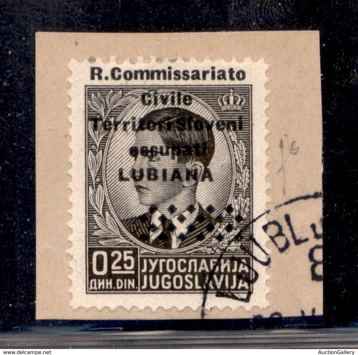Lubiana - 1941 - 25 Cent (18da) - Soprastampa In Alto - Usato Su Frammento - Fiecchi - Sonstige & Ohne Zuordnung