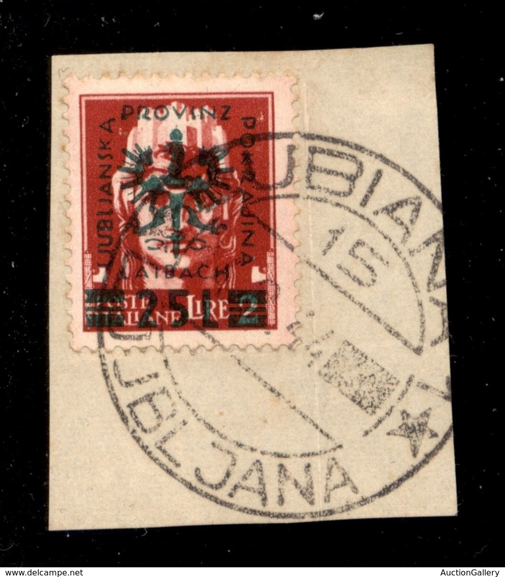 Occupazione Tedesca - Lubiana - 1944 - 25 Lire Su 2 (18) Usato Su Frammento - Altri & Non Classificati