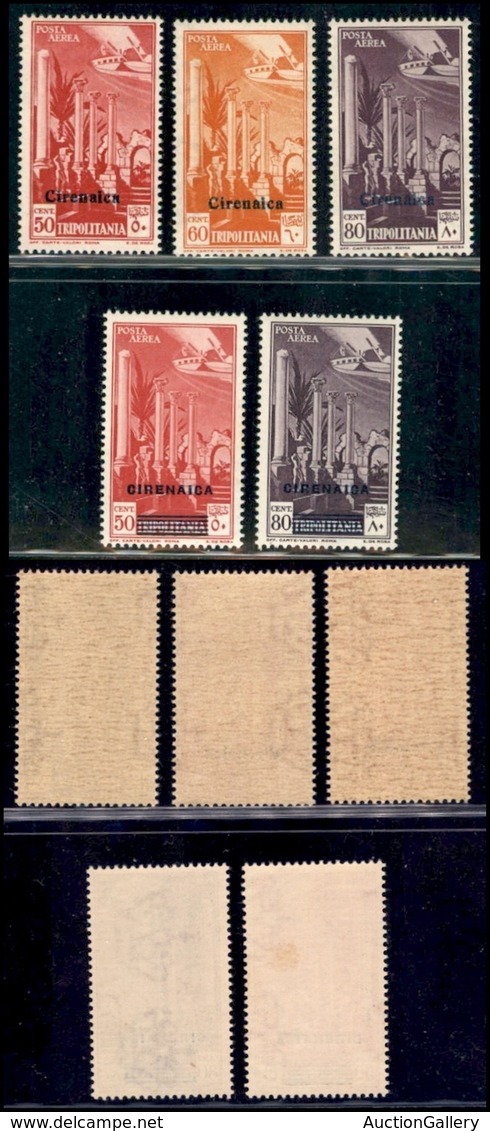 Cirenaica - Posta Aerea - 1932 - Posta Aerea (1/3+4/5) - 2 Serie Complete - Gomma Integra (76) - Sonstige & Ohne Zuordnung