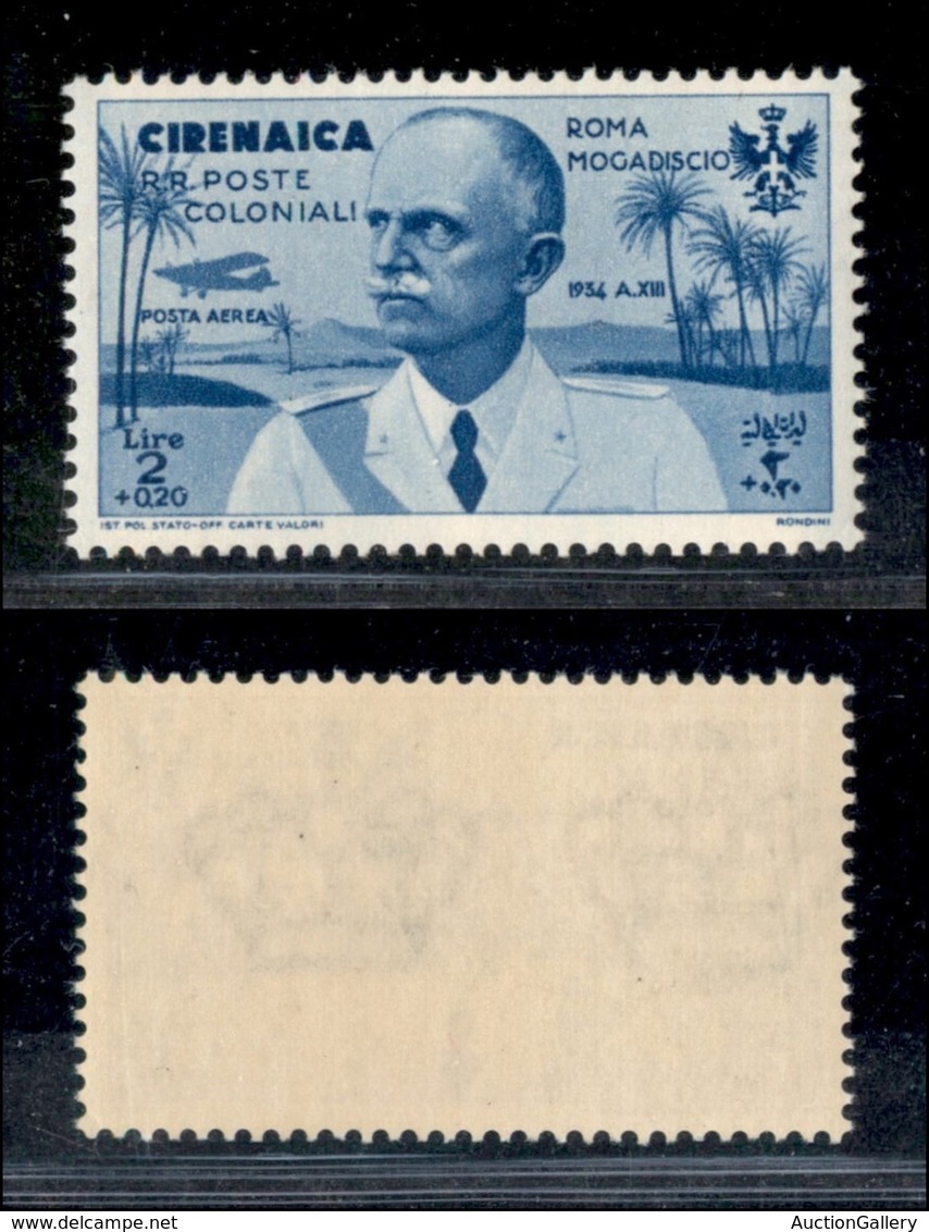 Cirenaica - Posta Aerea - 1934 - 2 Lire Roma Mogadiscio (35) - Gomma Integra (50) - Sonstige & Ohne Zuordnung