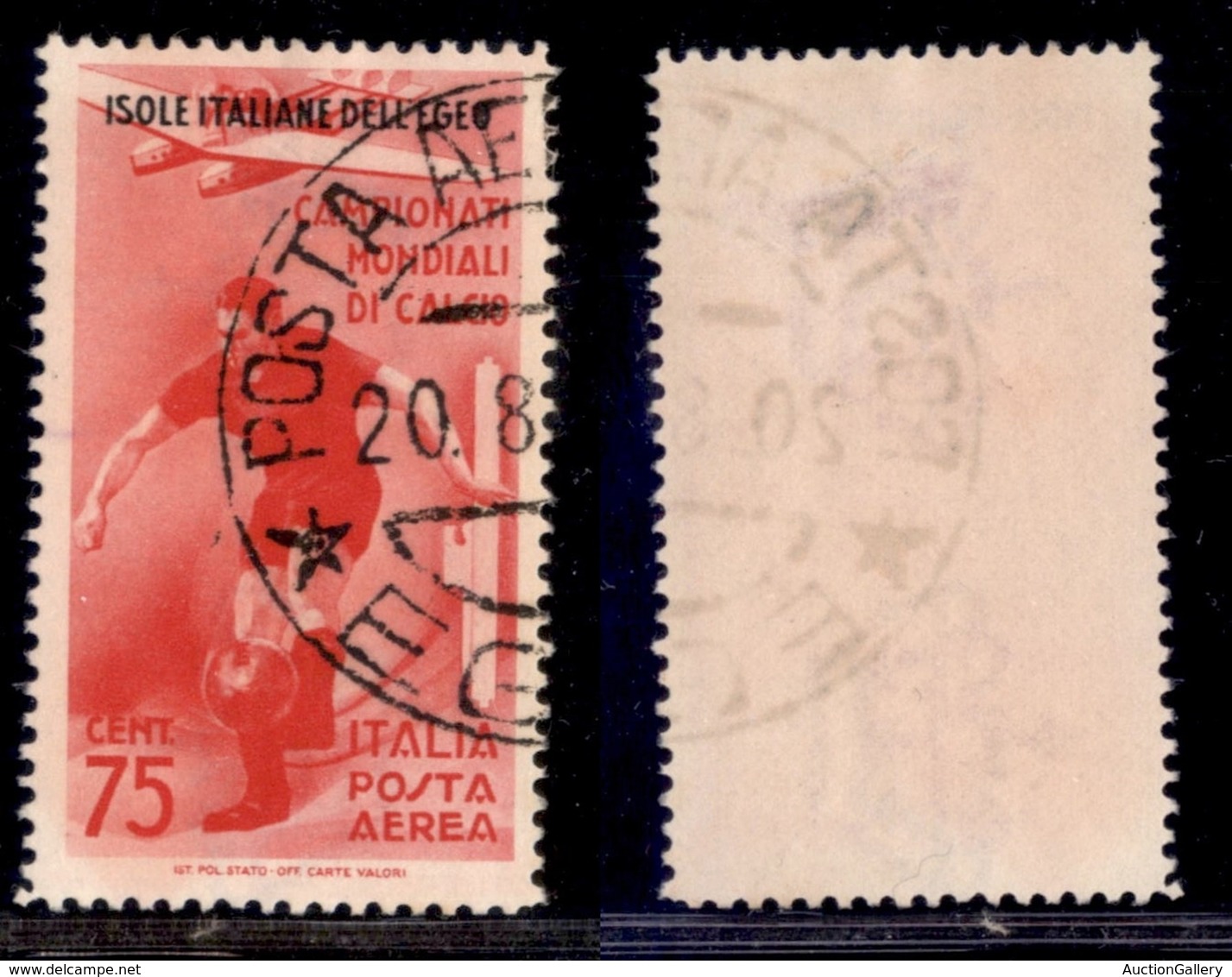 Egeo - Emissioni Generali - Posta Aerea - 1934 - 75 Cent Calcio (35 ) Usato (110) - Sonstige & Ohne Zuordnung