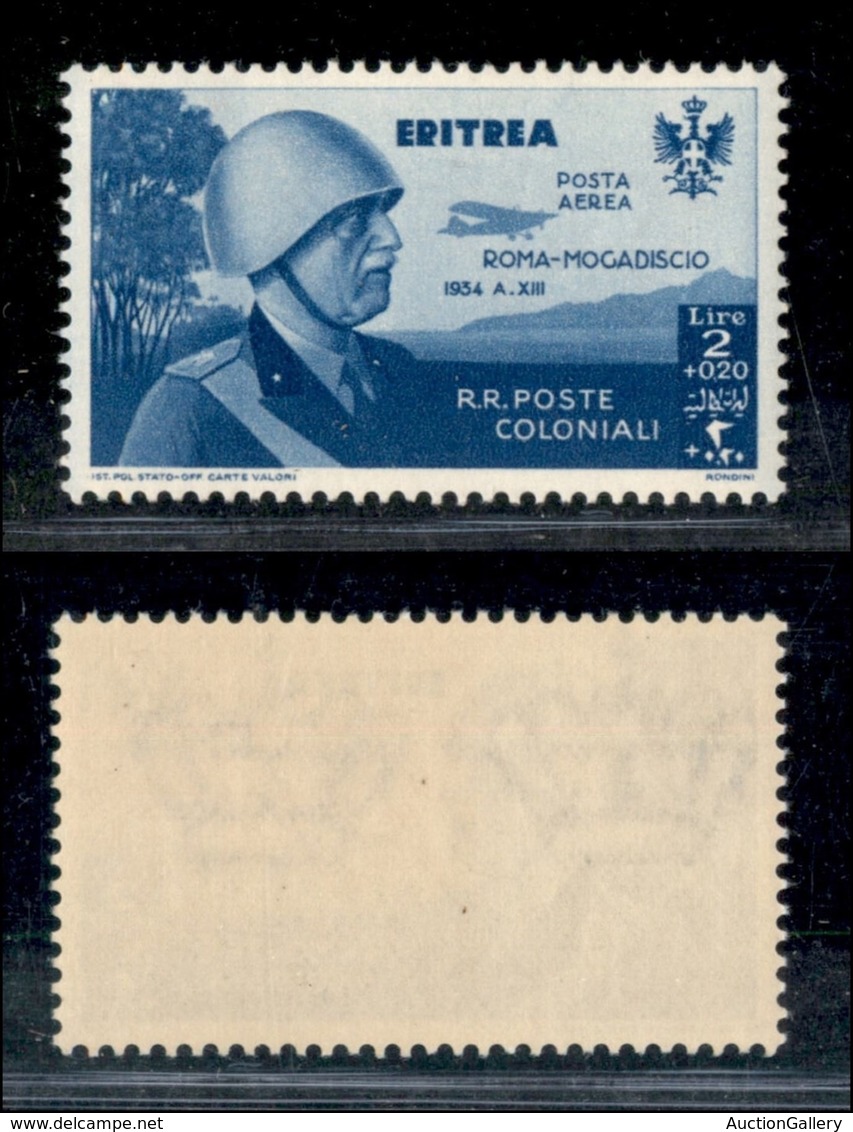 Eritrea - Posta Aerea - 1934 - 2 Lire Roma Mogadiscio (12) - Gomma Integra (50) - Sonstige & Ohne Zuordnung