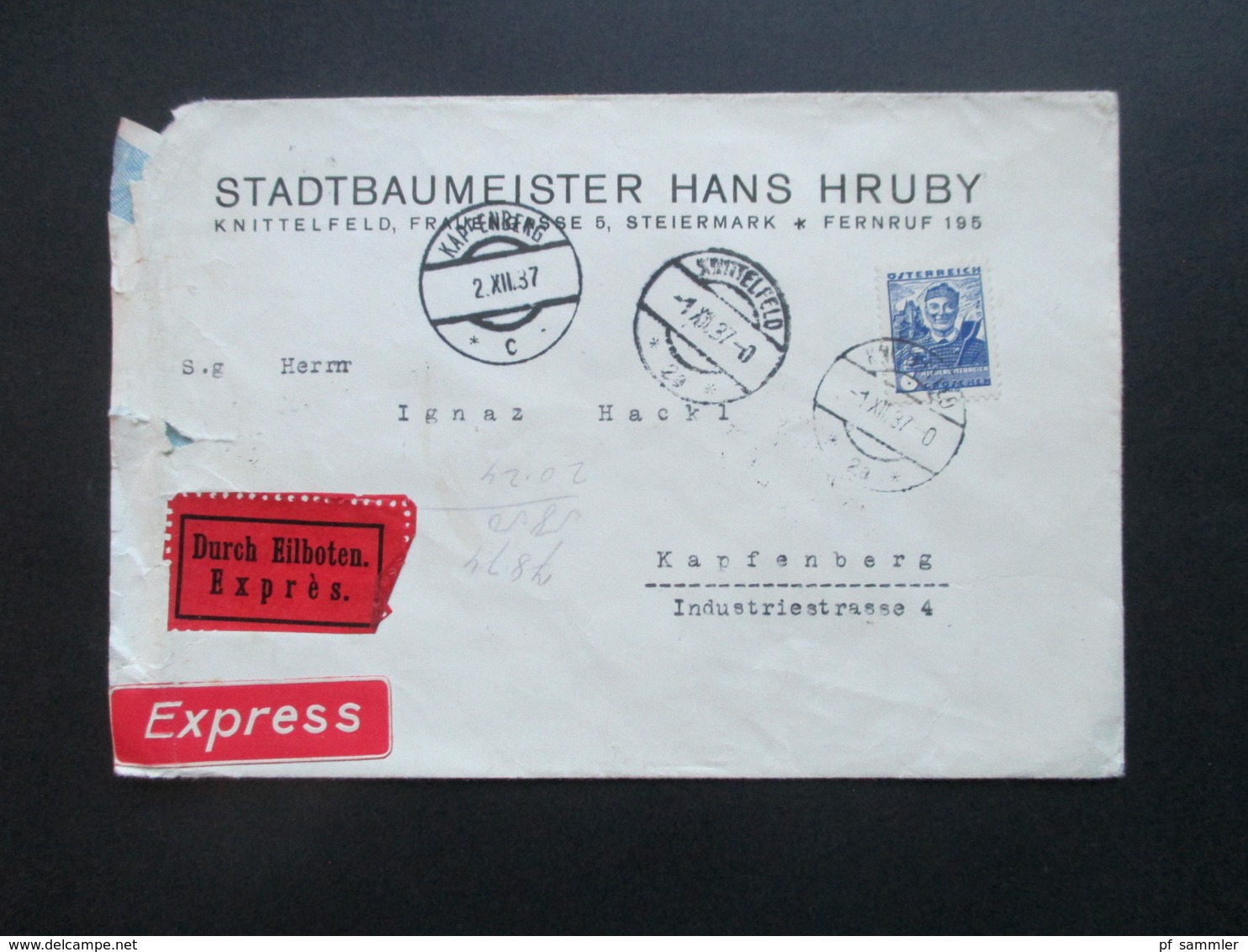 Österreich 1937 Durch Eilboten Express Eisenbahnen Nr. 646 Als 5er Block Vom Bogenrand + Passerkreuz MiF Volkstrachten - Covers & Documents