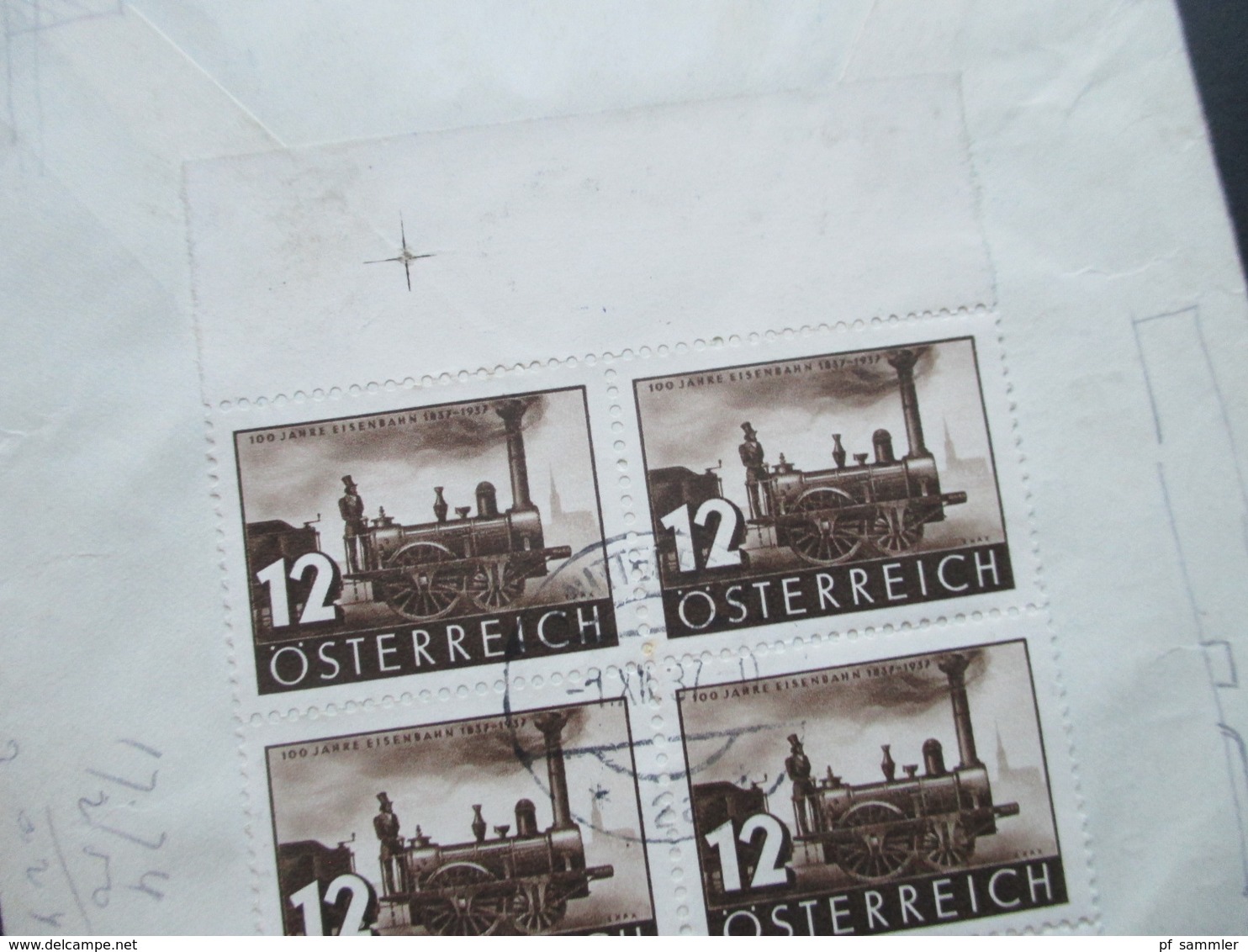 Österreich 1937 Durch Eilboten Express Eisenbahnen Nr. 646 Als 5er Block Vom Bogenrand + Passerkreuz MiF Volkstrachten - Covers & Documents