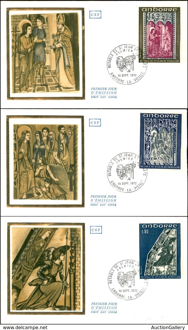 ANDORRA FRANCESE - Affreschi VI (242/244) - Serie Completa - 3 FDC 16.9.72 - Sonstige & Ohne Zuordnung