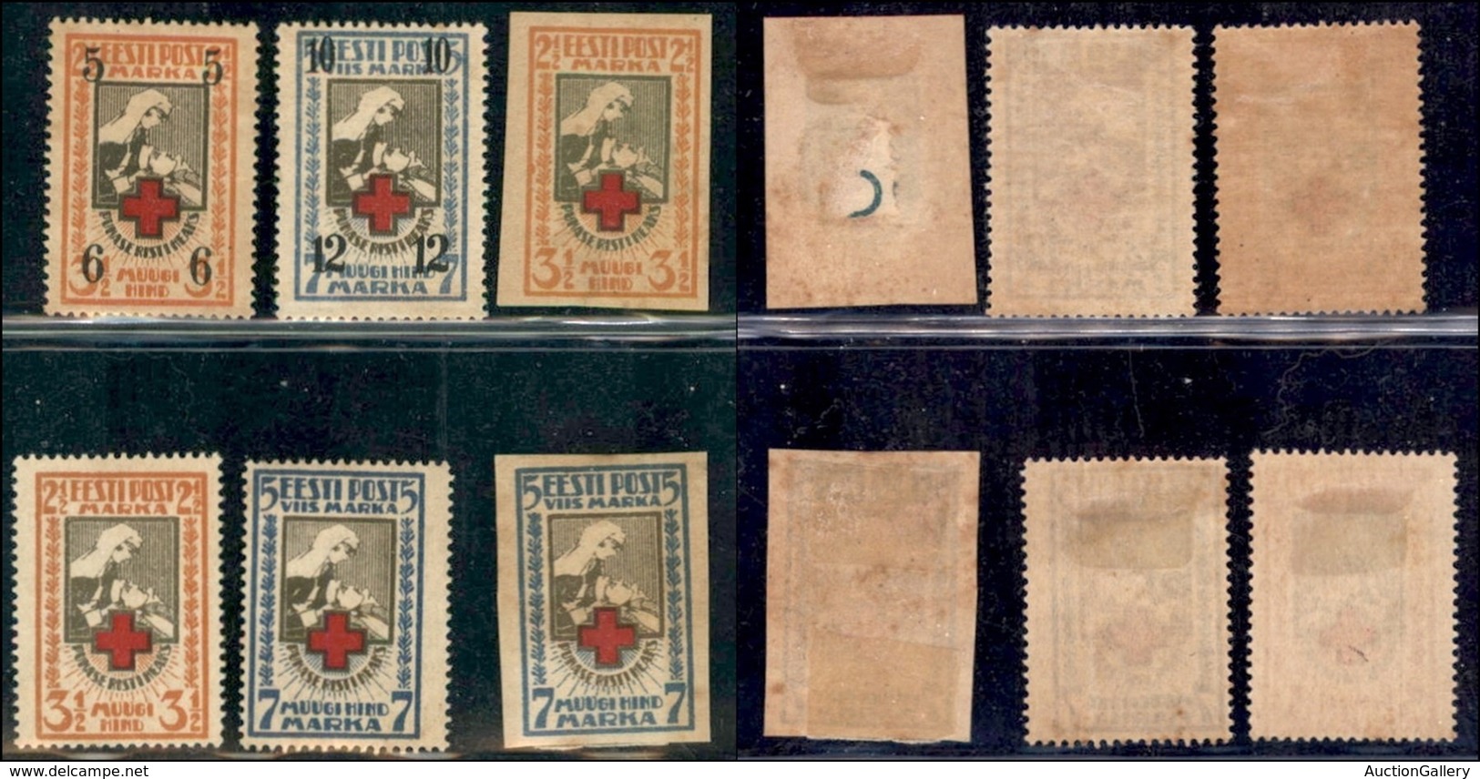 ESTONIA - 1921/1926 - Croce Rossa (29A/30A + 29B/30B + 60/61) - 3 Serie Complete - Gomma Originale - Sonstige & Ohne Zuordnung