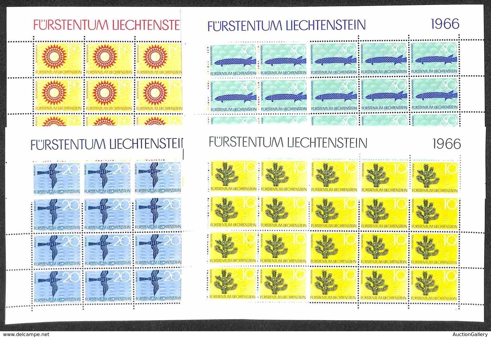 LIECHTENSTEIN - 1966 - Protezione Della Natura (460/463) - Serie Completa In Minifogli Da 20 - Gomma Integra - Sonstige & Ohne Zuordnung