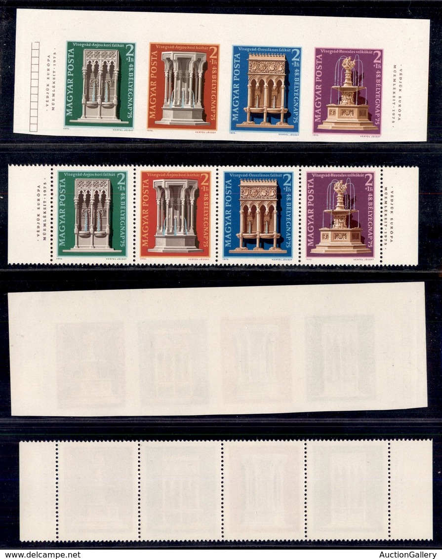 UNGHERIA - 1975 - Patrimonio Europeo (3060/3063 A+B) - Serie Completa In Striscia Orizzontale Di 4 Dentellati E Non - Go - Sonstige & Ohne Zuordnung