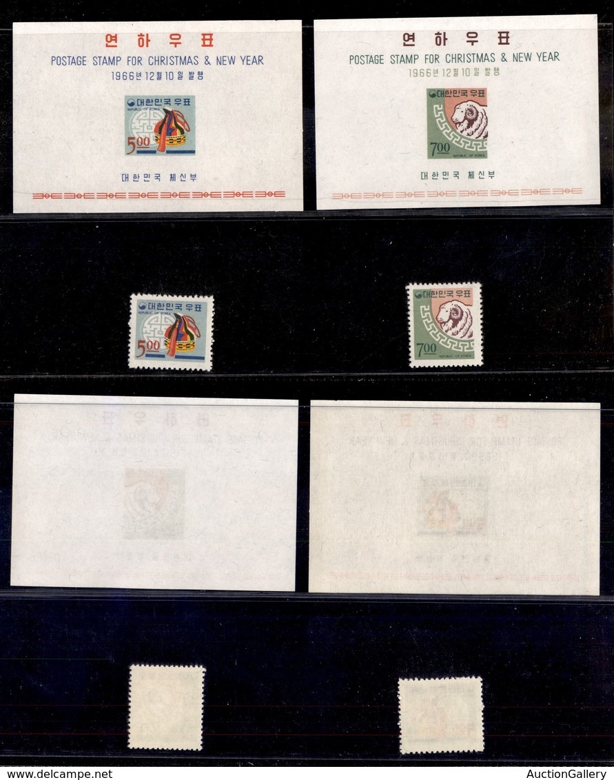 COREA DEL SUD - 1966 - Natale E Anno Nuovo (565/566 + Block 241/242) - Serie Completa + Foglietti - Gomma Integra - Sonstige & Ohne Zuordnung