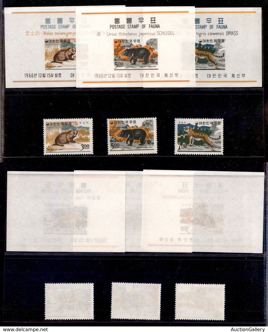 COREA DEL SUD - 1966 - Animali (567/569 + Block 243/245) - Serie Completa + Foglietti - Gomma Integra - Sonstige & Ohne Zuordnung