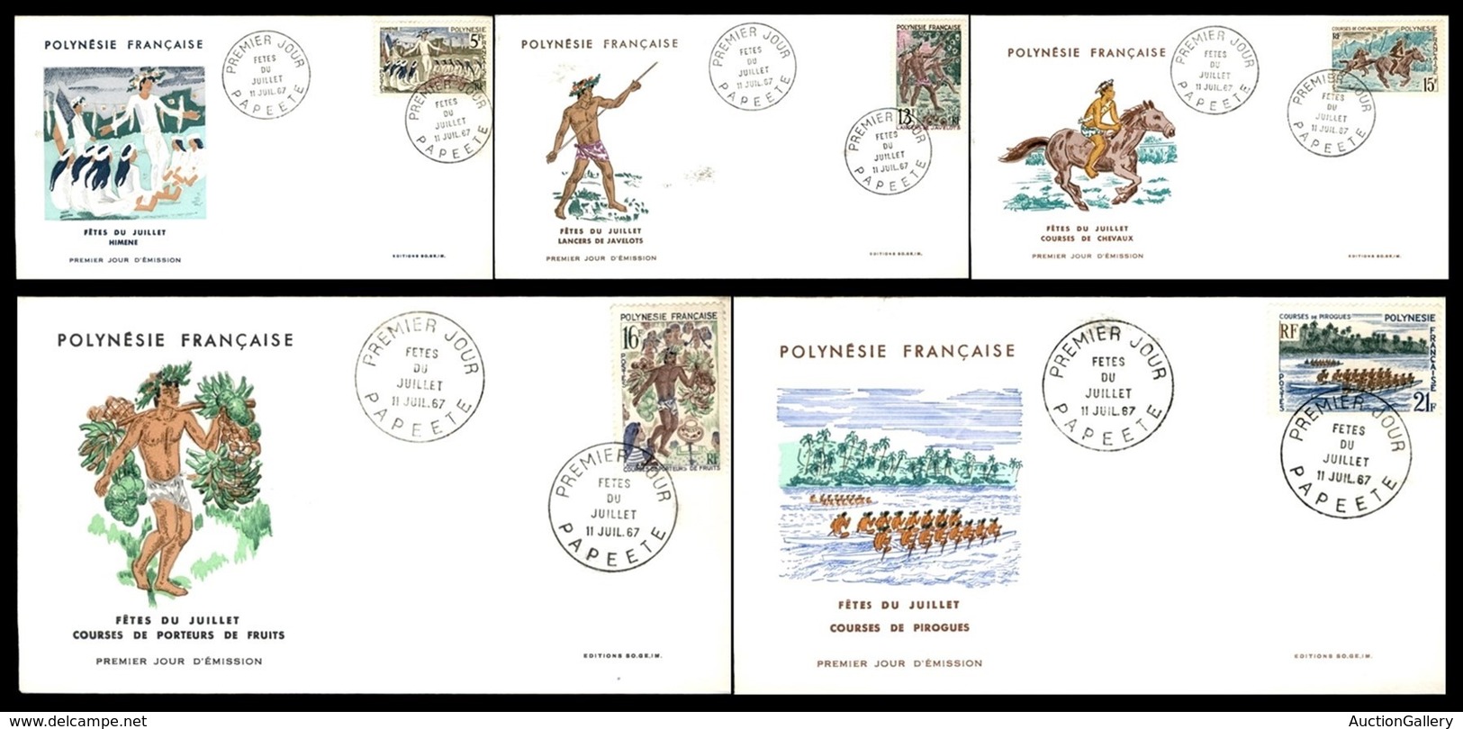 POLINESIA FRANCESE - 1967 - Feste Di Luglio (68/72) - 5 FDC 11.7.67 - Sonstige & Ohne Zuordnung