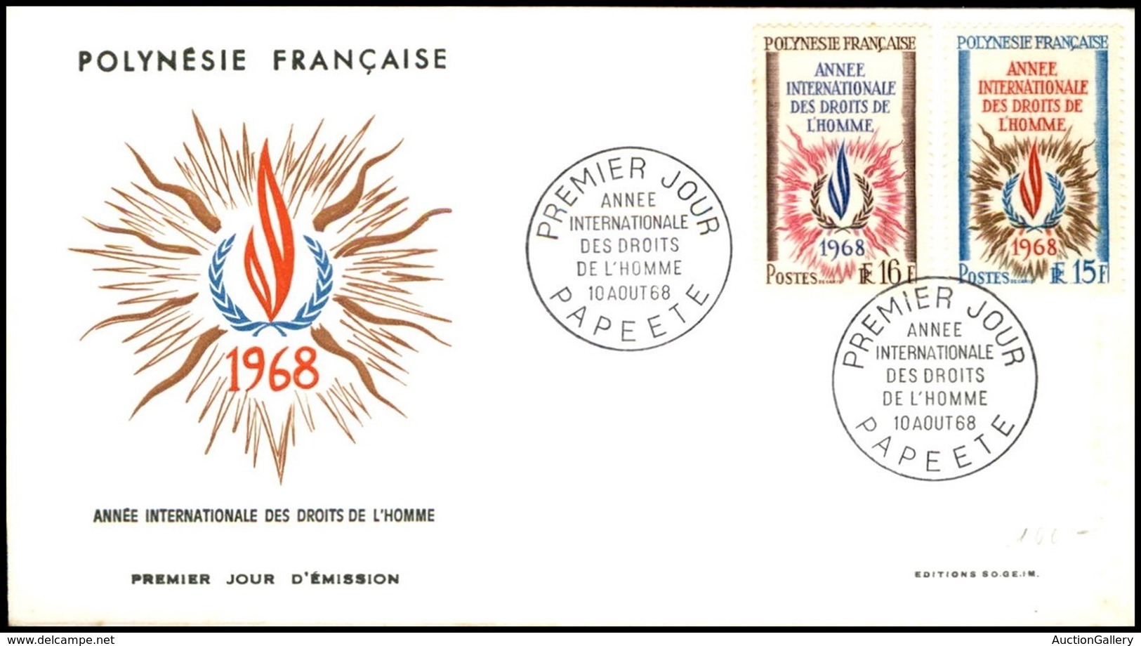 POLINESIA FRANCESE - 1968 - Diritti Dell’Uomo (87/88) - FDC 10.8.68 - Sonstige & Ohne Zuordnung