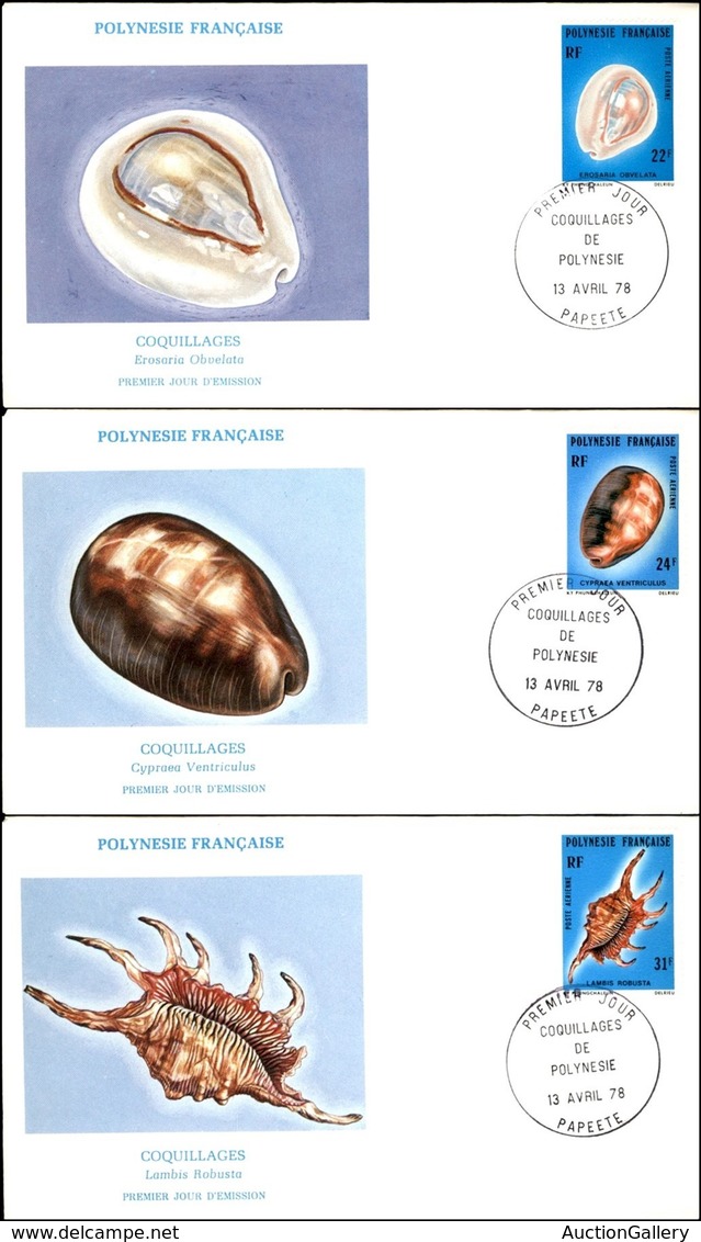 POLINESIA FRANCESE - 1978 - Conchiglie (250/252) - Serie Completa - 3 FDC 13.4.78 - Sonstige & Ohne Zuordnung