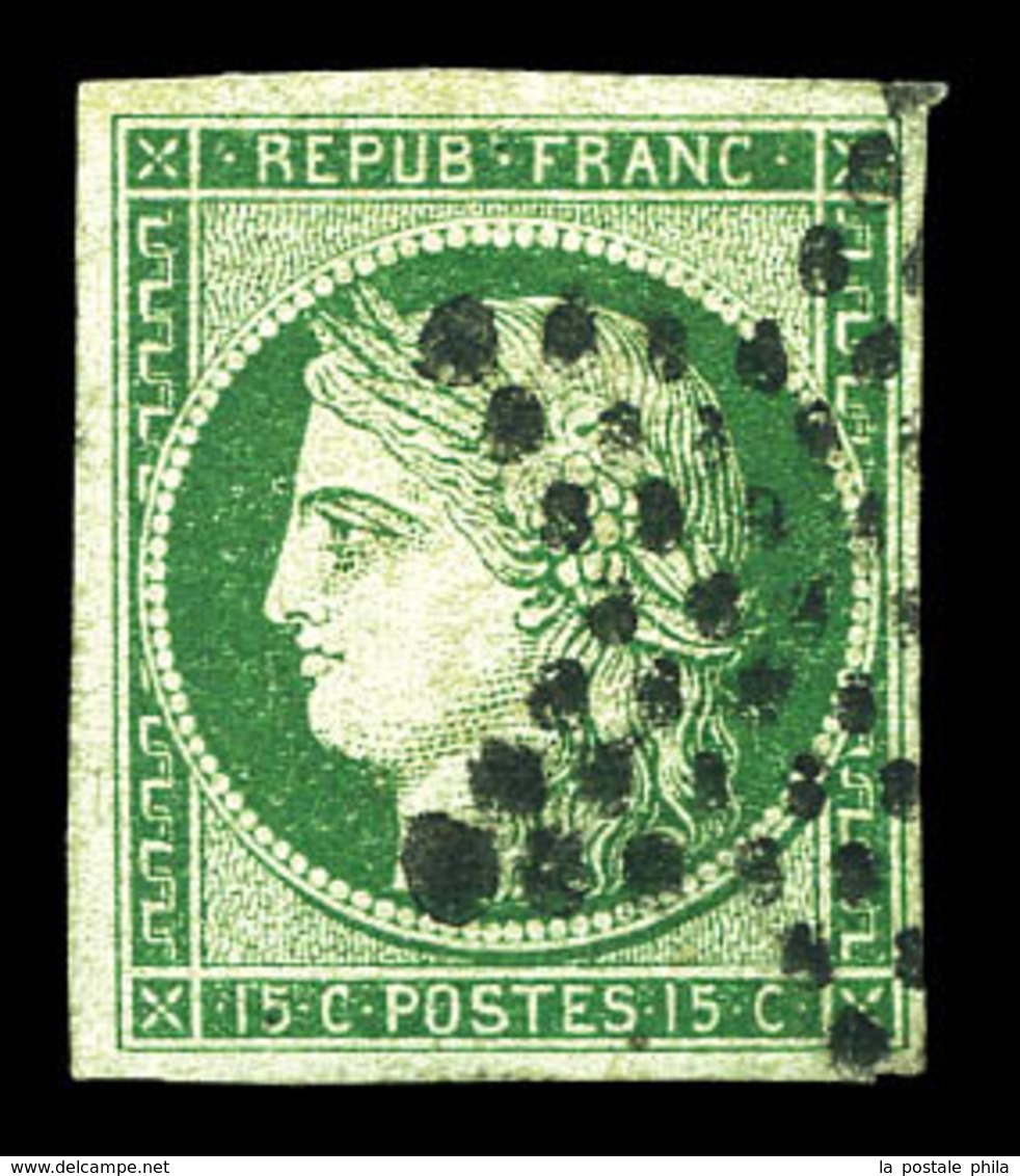 O N°2, 15c Vert, Oblitération étoile, TTB (signé Margue/Thiaude/certificat)  Qualité: O  Cote: 1050 Euros - 1849-1850 Cérès