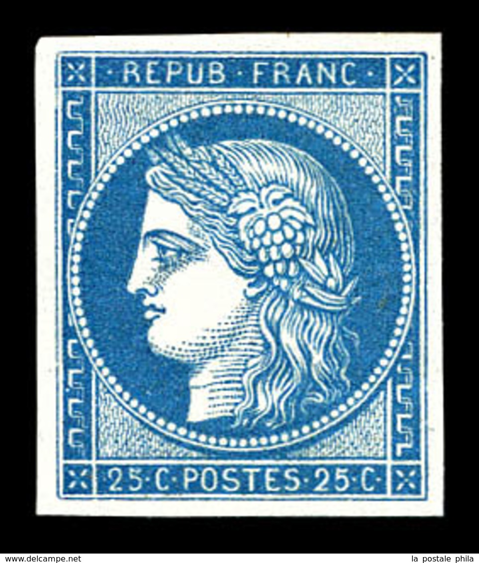 * N°4d, 25c Bleu, Impression De 1862, SUP (certificat)  Qualité: *  Cote: 600 Euros - 1849-1850 Cérès