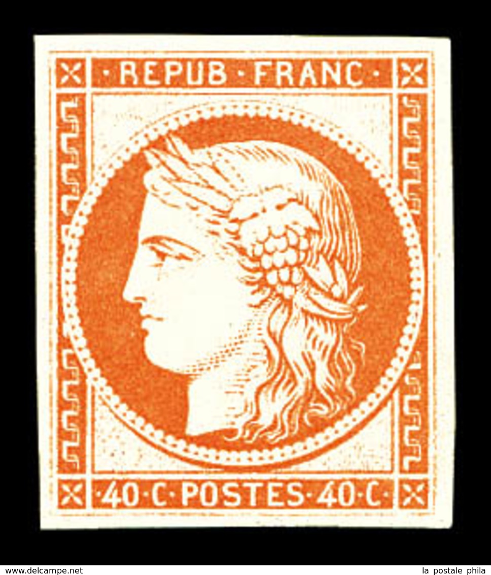 ** N°5g, 40c Orange, Impression De 1862, Fraîcheur Postale. SUP (certificat)  Qualité: ** - 1849-1850 Cérès