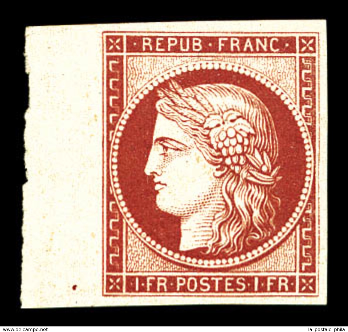 ** N°6f, 1f Carmin, Impression De 1862, Bord De Feuille, Fraîcheur Postale. SUP (certificat)  Qualité: ** - 1849-1850 Ceres