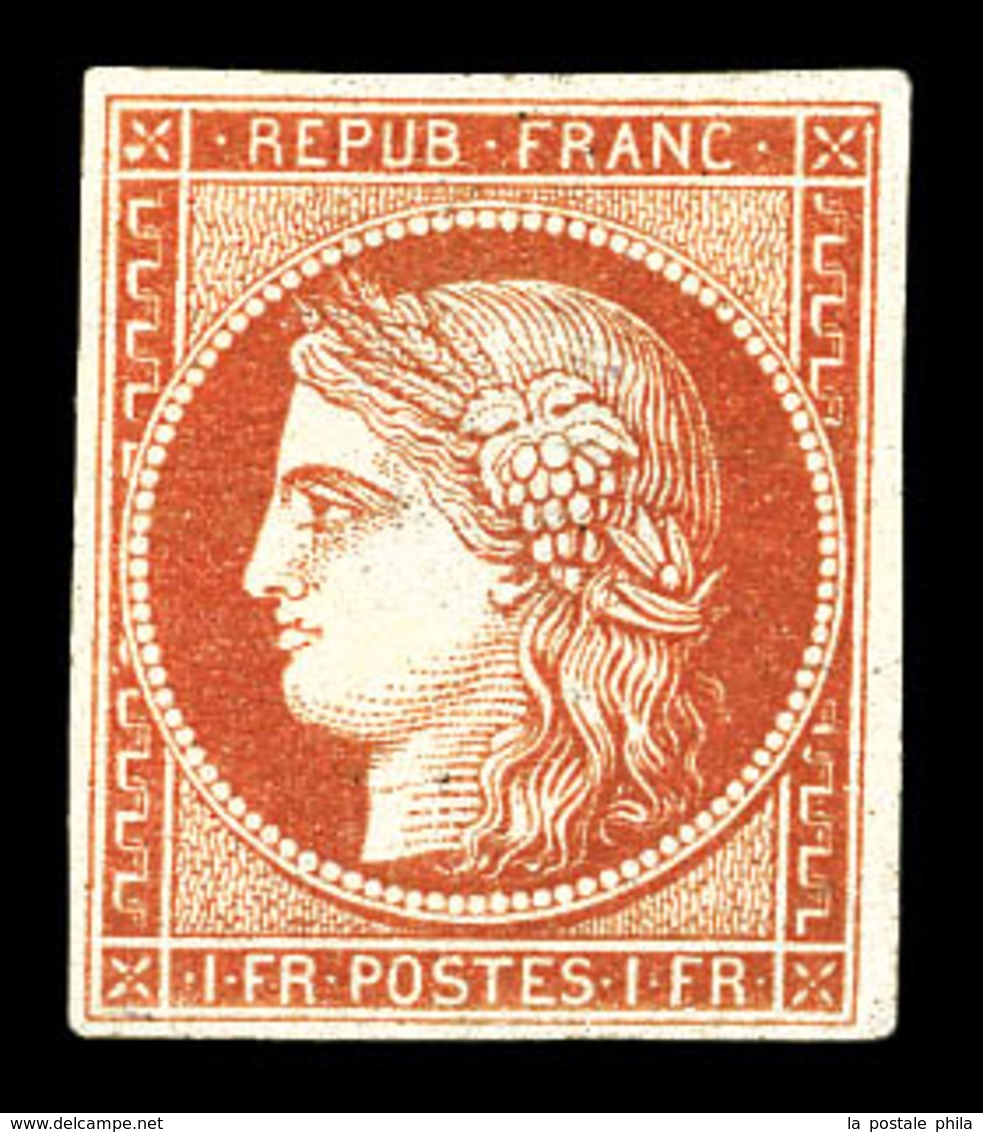 (*) N°7A, 1F Vermillon Pâle 'Vervelle', SUPERBE. R.R.R (signé Scheller/certificats)  Qualité: (*)  Cote: 22500 Euros - 1849-1850 Cérès